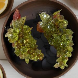 Vintage Beaded Grape Clusters Yellow Green Decorative Fruit Bowl Accent